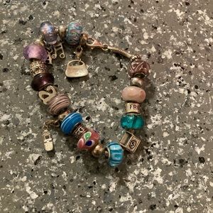 Kohls charm bracelet silver braided cord charm purse a phone sister love music